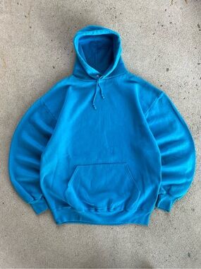 90s Vintage Blue Jerzees Blank Hoodie